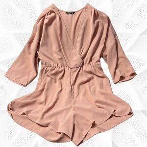 Flowing, Elegant Romper. Deep Plunging V- Neck. Casual or Semi-formal.